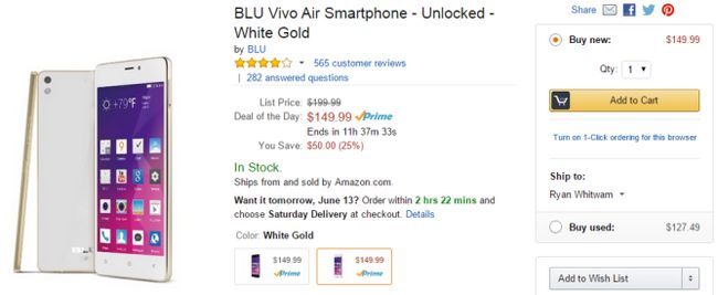 Fotografía - [Offre Alerte] BLU Vivo Air en vente pour 149,99 $ (50 $ de rabais) Grâce à Amazon Aujourd'hui seulement